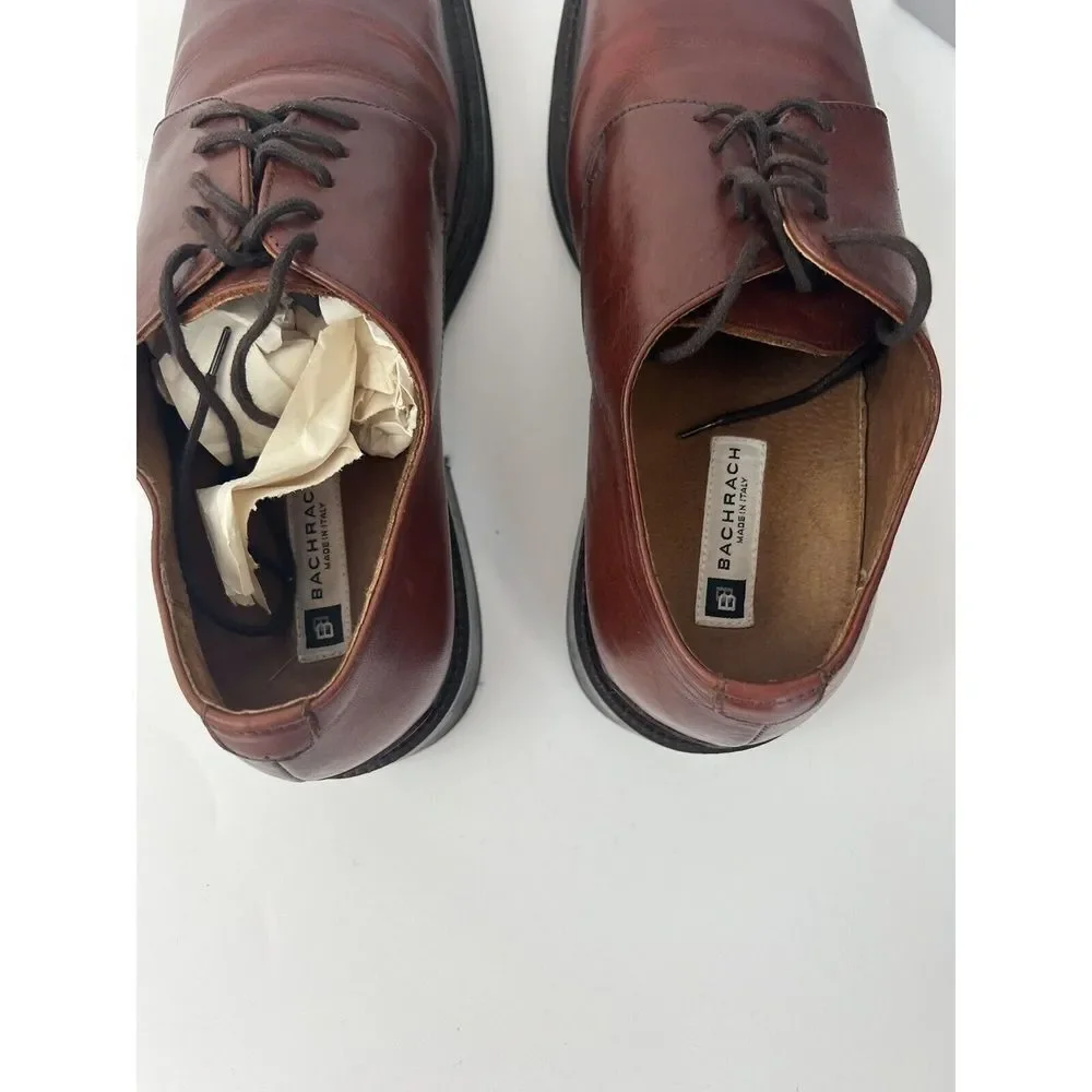 Bacharch Men’s Oxford Dress Shoes Brown Size 10.5 Box And Extras Made In Italy‎